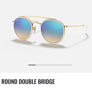 Ray-Ban Gold and Blue Round Double Bridge Glasses